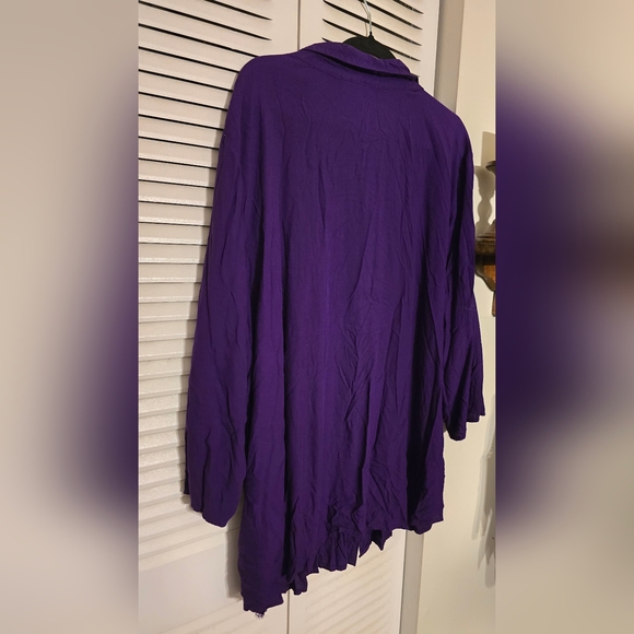 Woman Within Purple Button Down Shirt - Picture 2 of 6